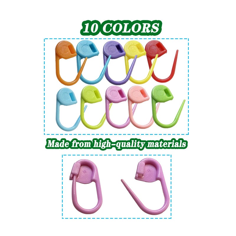 Meikeer 150 Pieces Knitting Crochet Locking Stitch Markers Stitch Needle Clip Counter 10 Colors (Color Ship Randomly) - Image 3